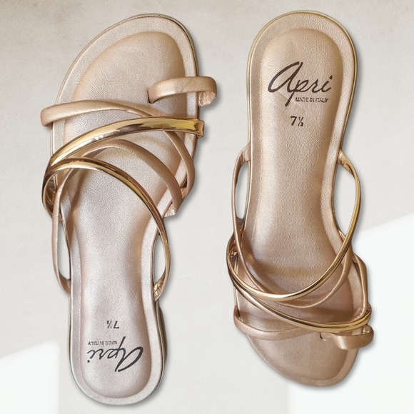 Apri Italian Matte and Shine Strappy Sandals Size 7 1/2 - Picture 2 of 9
